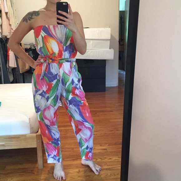 Vintage Pants - vintage patterned floral tulip jumpsuit romper